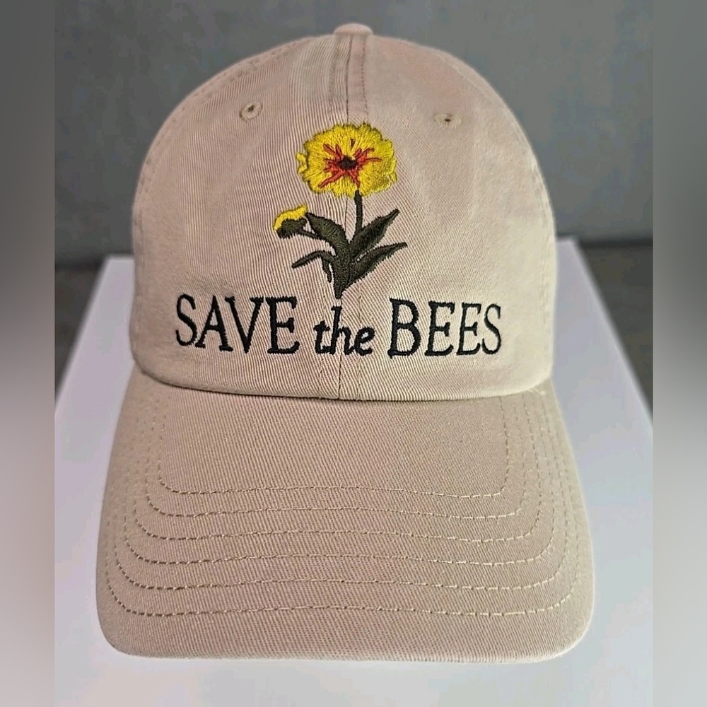 Tan 'Save the Bees' Embroidered Cap